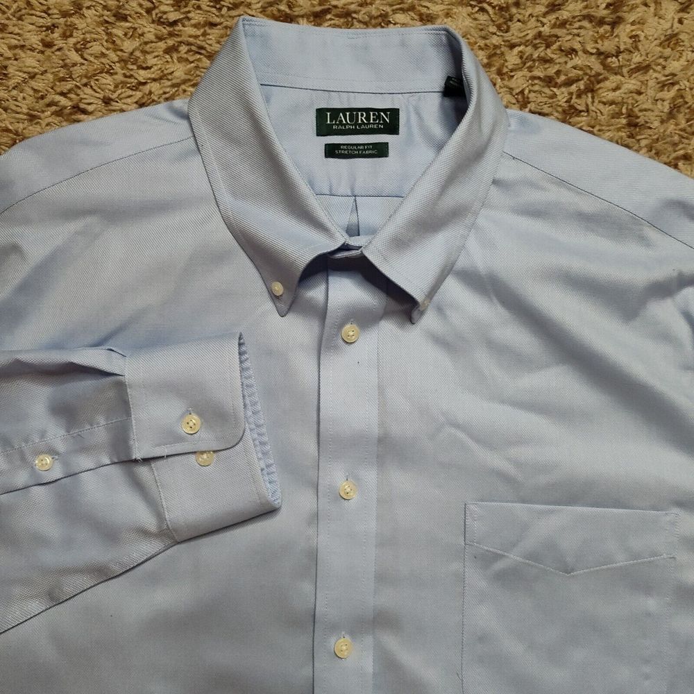 Lauren Ralph Lauren Men Sz XL 17.5 34-35 Regular Fit Stretch Oxford Long Sleeve